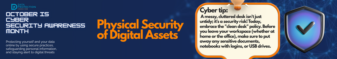 "A graphic announcing 'October is Cyber Security Awareness Month,' with text explaining the importance of creating a cyber emergency contact list in preparation for a cyber attack. It also includes a 'Cyber tip' to assess passwords, turn on MFA, and review critical accounts, especially email. A shield icon with a checkmark and a lightbulb icon are visible."