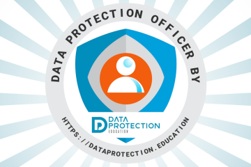 data protection officer by data protection education badge, data protection education logo